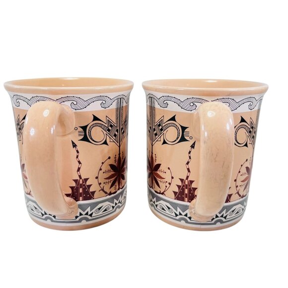 Pendleton Woolen Mills Ceramic Mugs Southwestern Aztec Tribal Design Set Of 2 - Picture 4 of 10